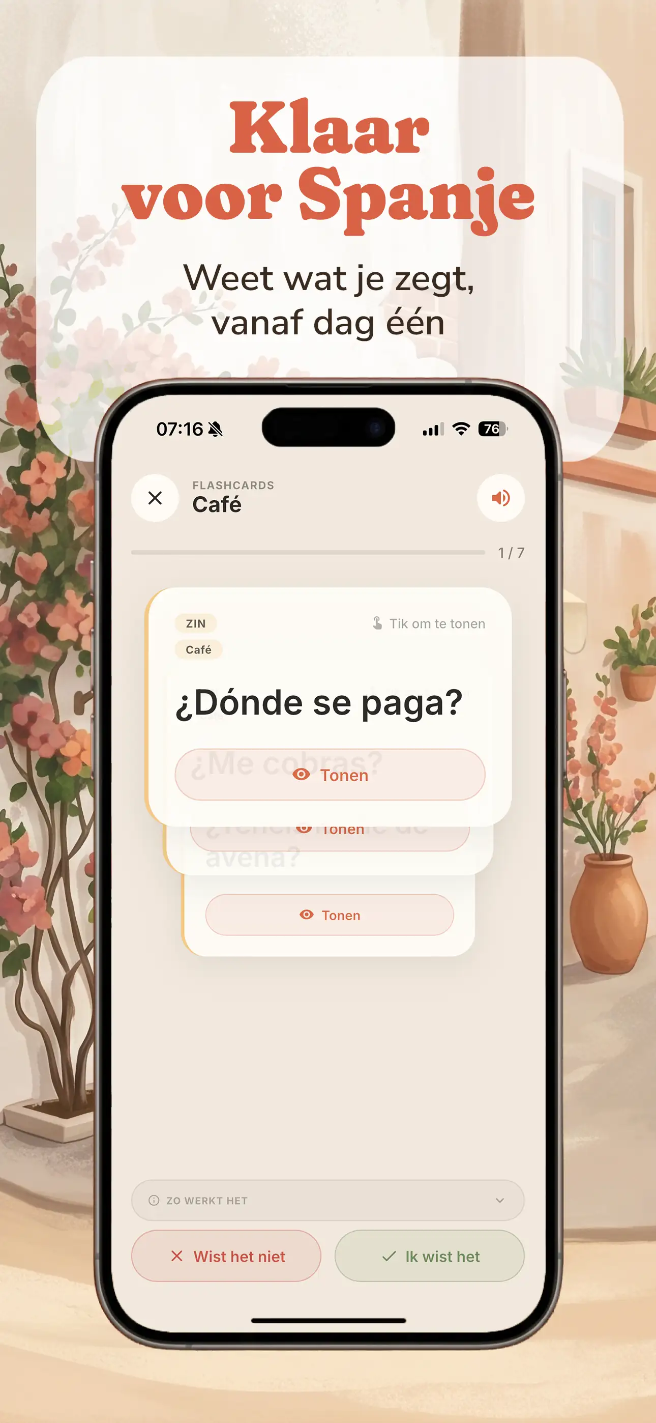 Hola Calle app-scherm 02 - Spaans leren met echte zinnen